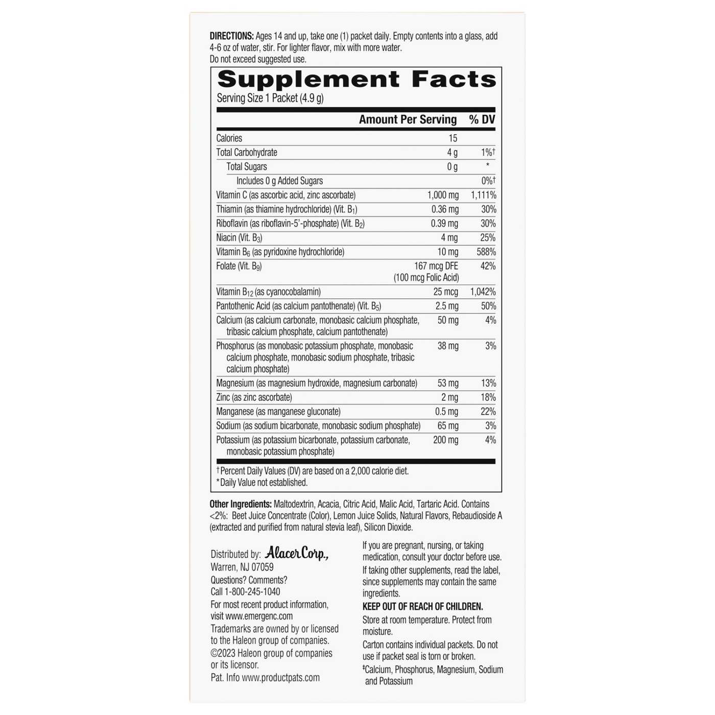 Emergen-C Zero Sugar Daily Immune Support Packets - Raspberry Lemonade; image 4 of 4