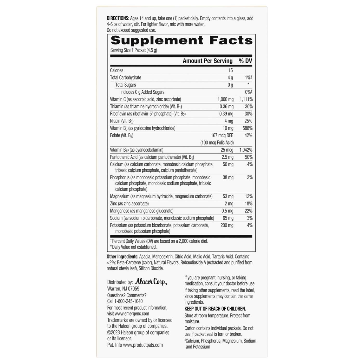 Emergen-C Zero Sugar Immune Support Packets - Tropical Citrus; image 6 of 6