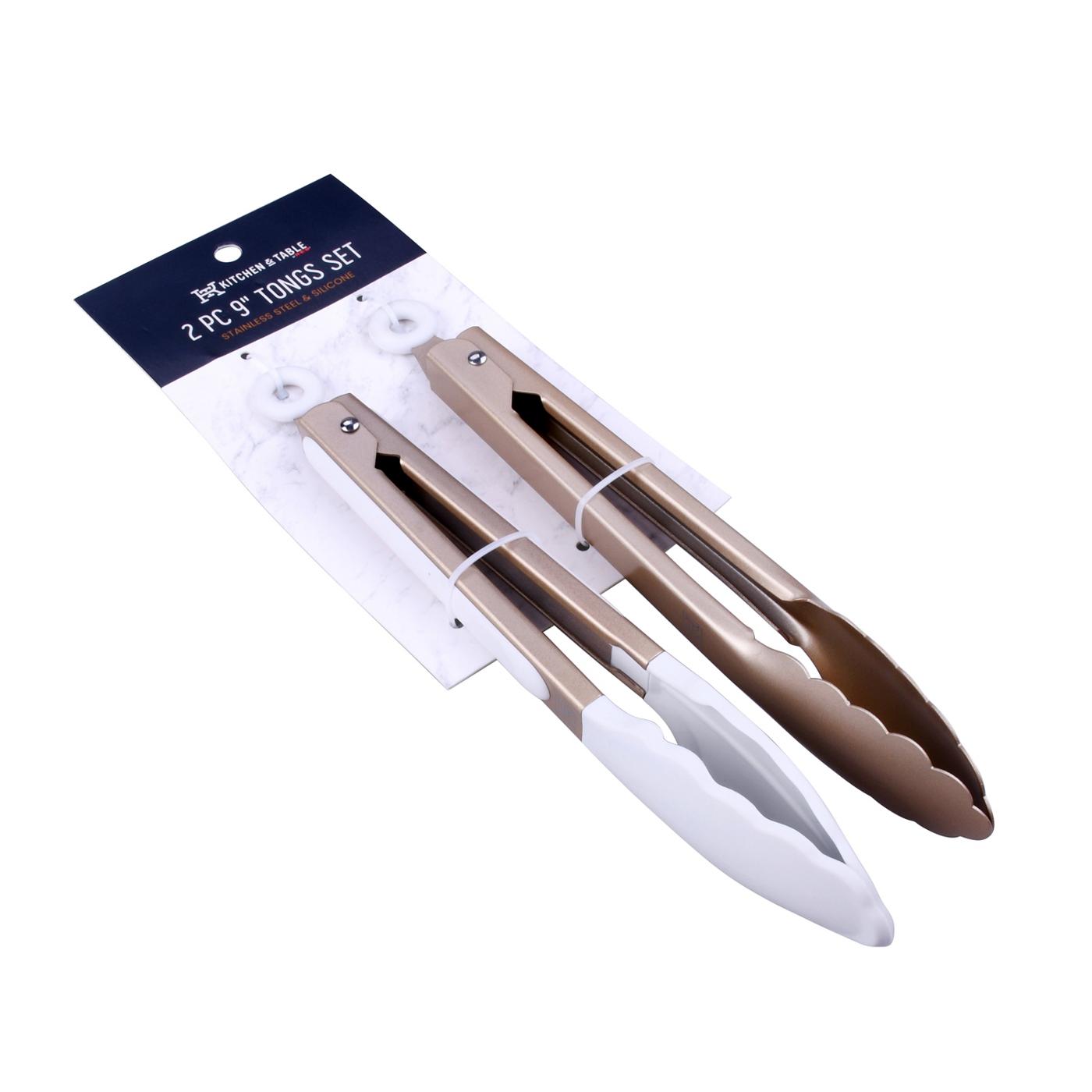 Kitchen & Table by H-E-B Stainless Steel & Silicone Tongs Set - Gold, 9''; image 2 of 3