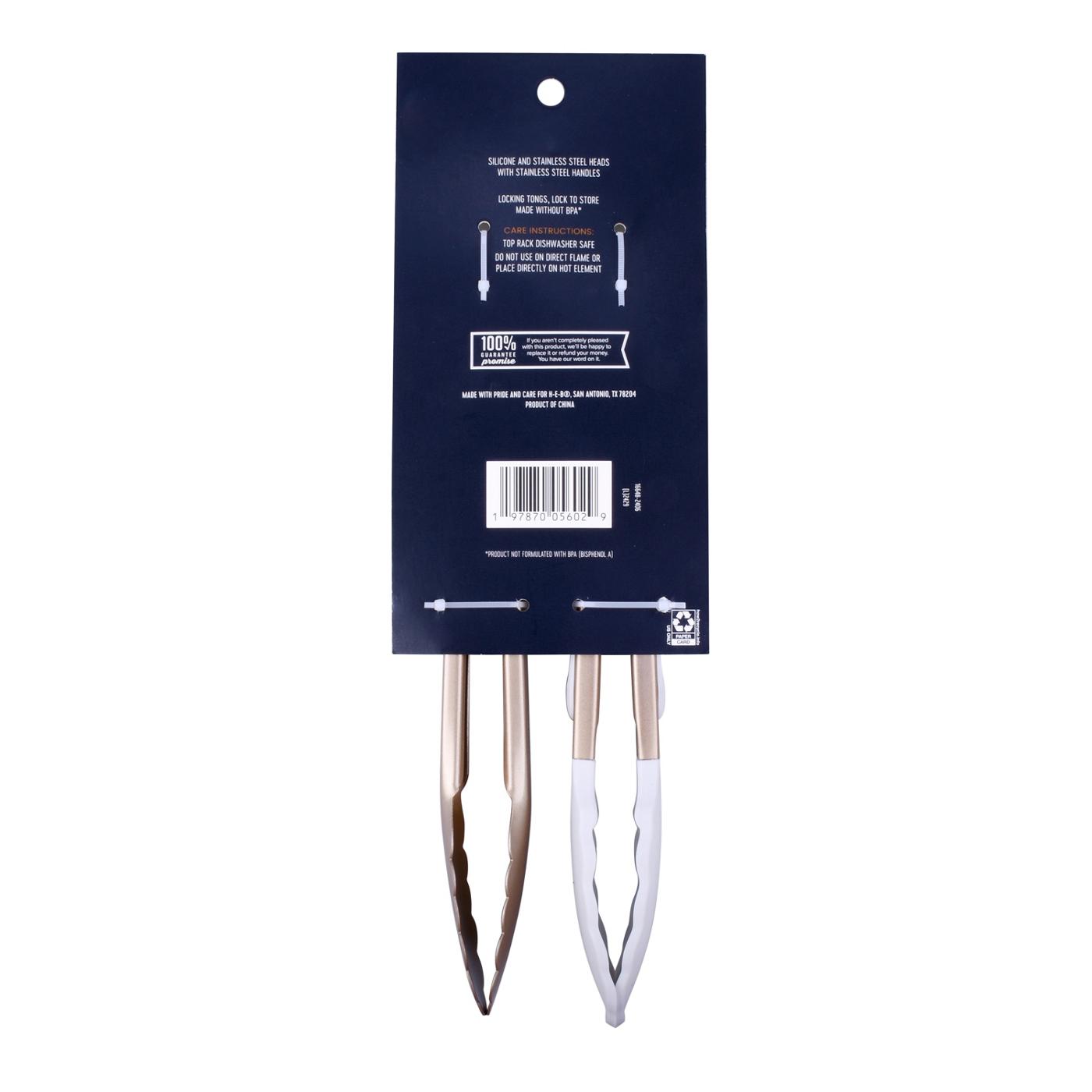 Kitchen & Table by H-E-B Stainless Steel & Silicone Tongs Set - Gold, 9''; image 3 of 3