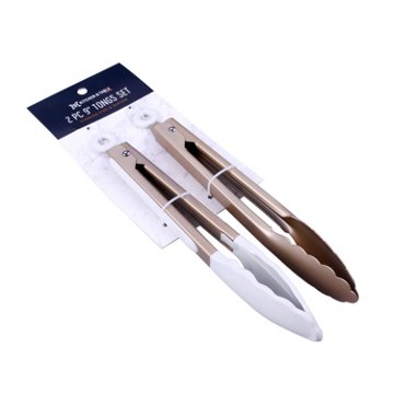 Kitchen & Table by H-E-B Stainless Steel & Silicone Tongs Set - Gold, 9''