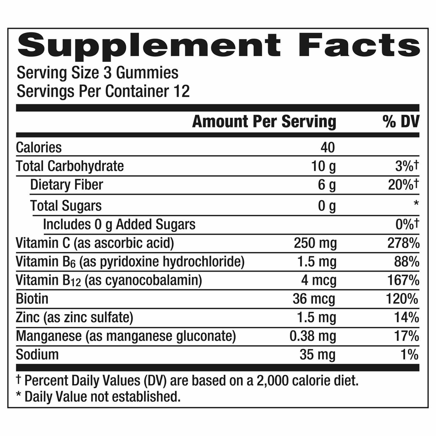 Emergen-C Zero Sugar Adult Gummies for Daily Immune Support Caffeine Free Vitamin C Supplements with Zinc and Manganese, B Vitamins - Orange, Strawberry and Raspberry Flavors; image 2 of 2