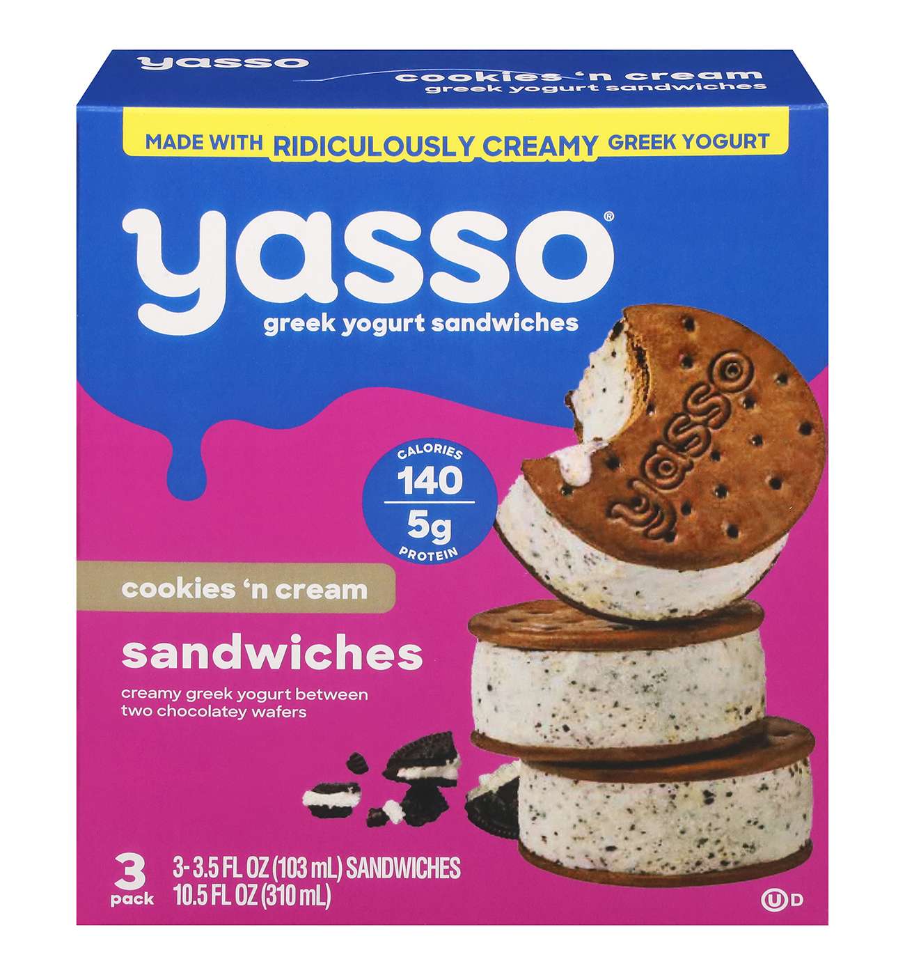 Yasso Cookies 'n Cream Frozen Greek Yogurt Sandwiches; image 1 of 6