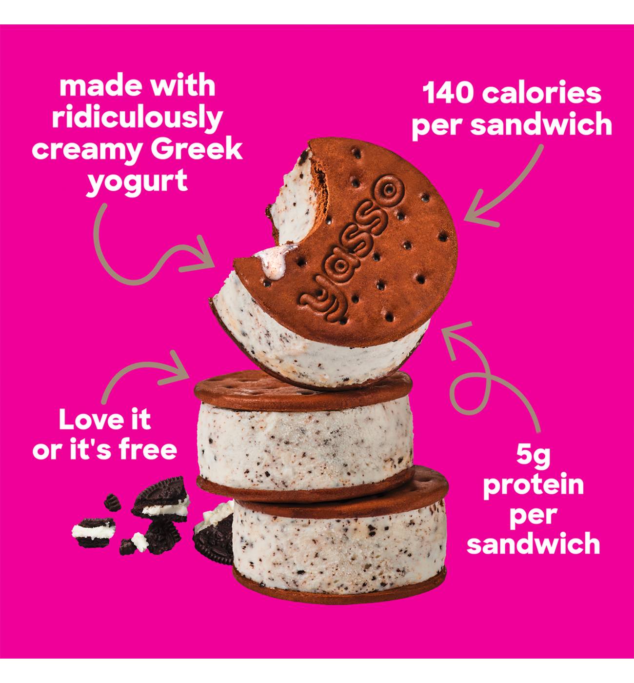Yasso Cookies 'n Cream Frozen Greek Yogurt Sandwiches; image 3 of 6