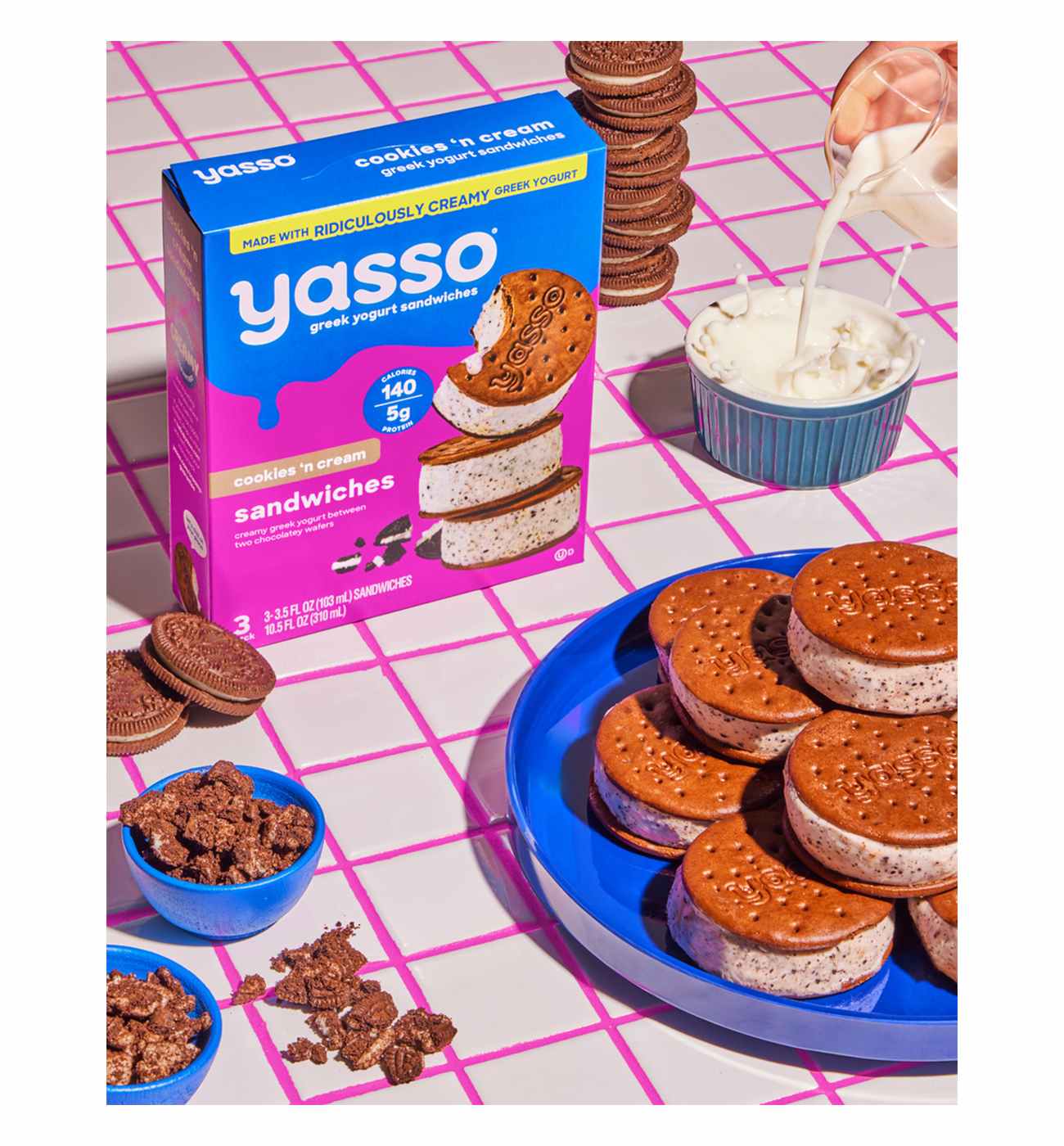 Yasso Cookies 'n Cream Frozen Greek Yogurt Sandwiches; image 5 of 6