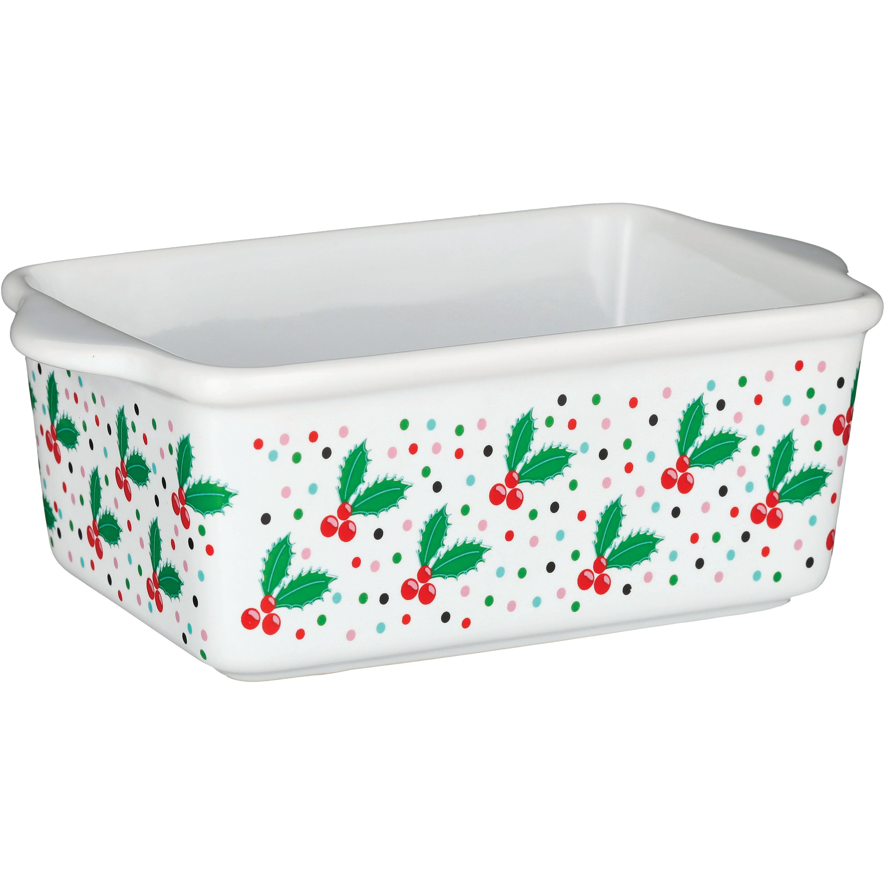 Destination Holiday Mini Ceramic Christmas Loaf Pan Holly Shop Pans