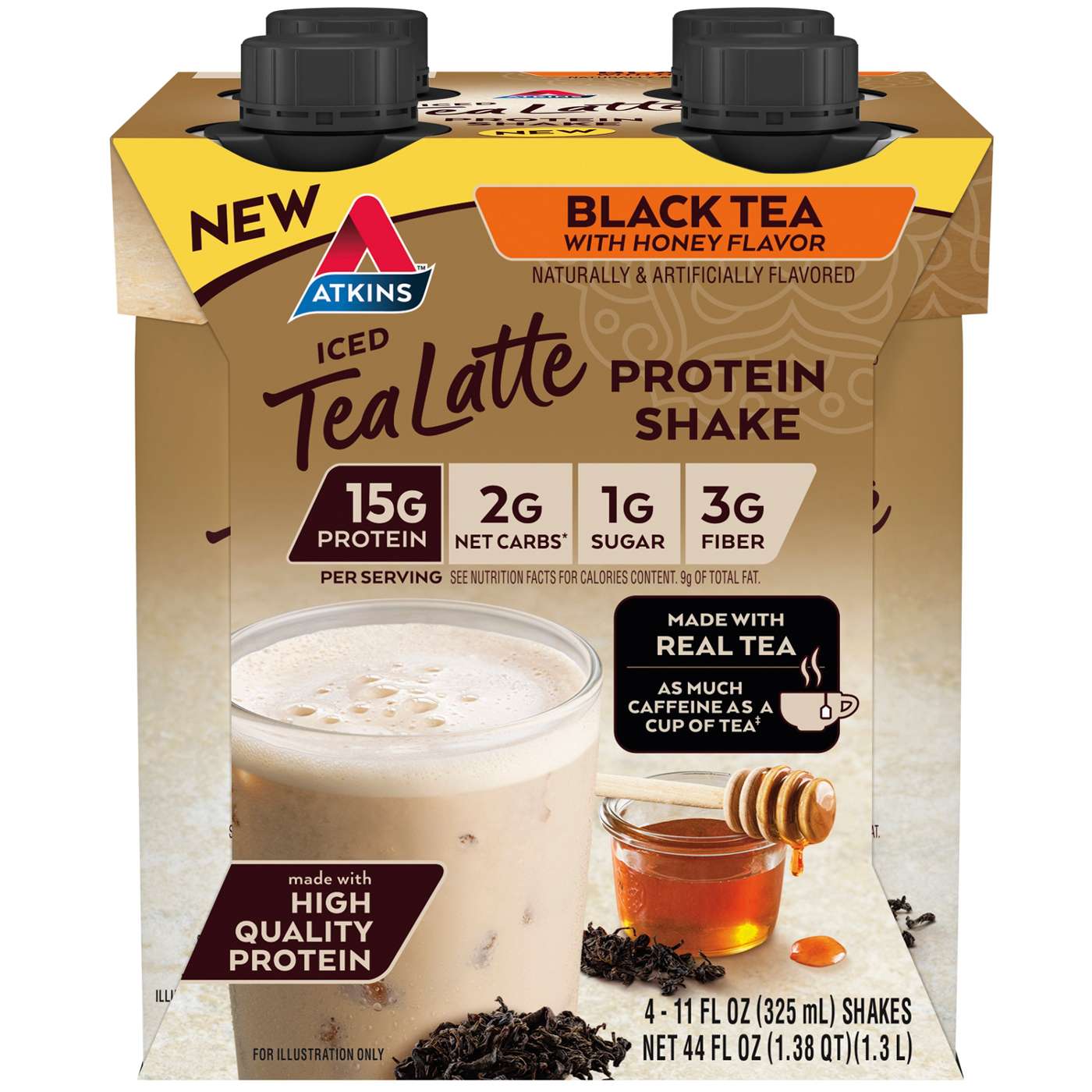 Atkins Iced Tea Latte Protein Shake 15g - Black Tea, 4 pk; image 1 of 2