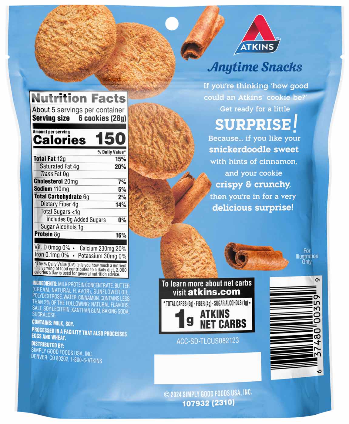 Atkins Crunchy Protein Cookies 8g - Snickerdoodle; image 2 of 2