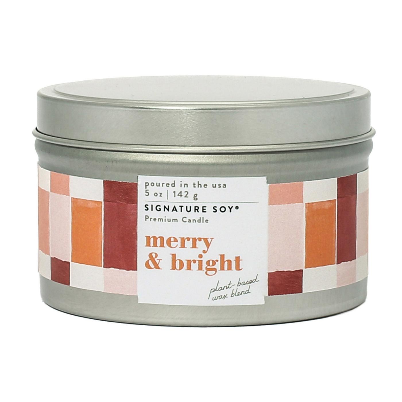 Signature Soy Merry & Bright Scented Christmas Tin Candle; image 1 of 2