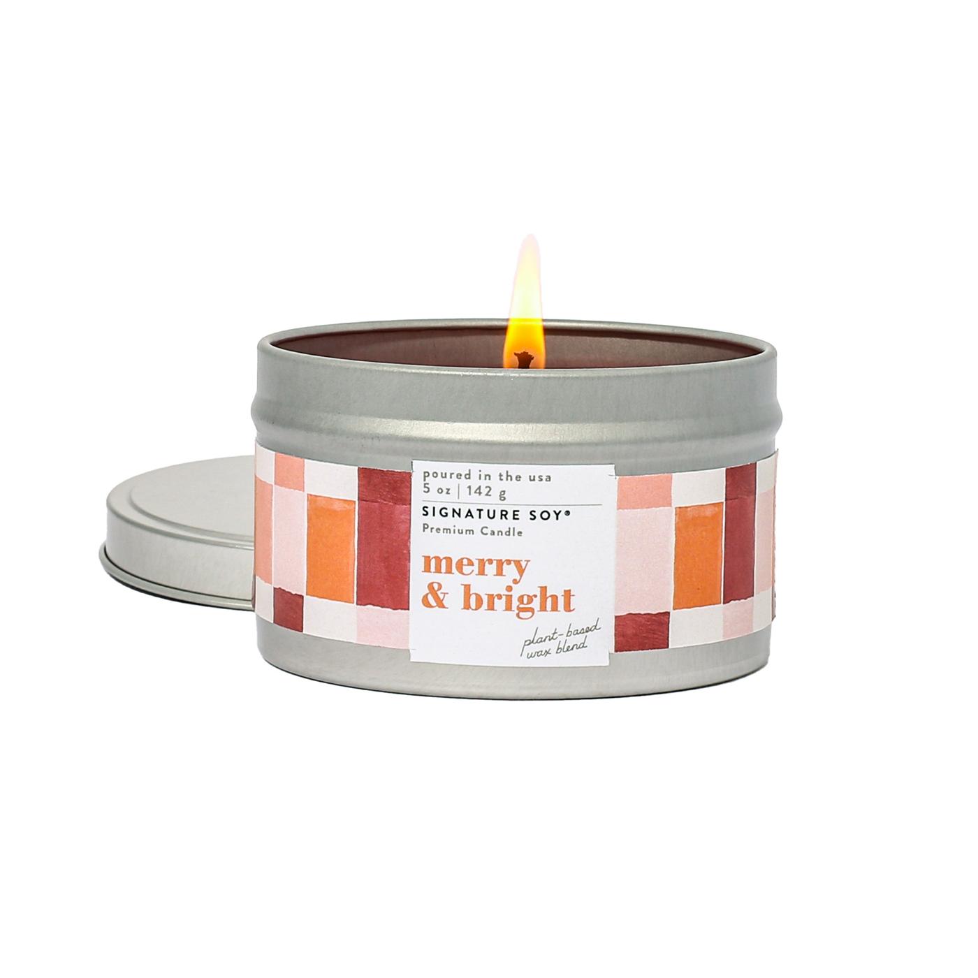 Signature Soy Merry & Bright Scented Christmas Tin Candle; image 2 of 2