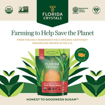 Florida Crystals Regenerative Organic Light Brown Sugar, 1.5 lb