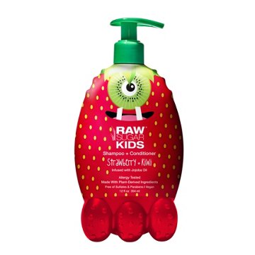 Raw Sugar Kids Vegan Shampoo + Conditioner - Strawberry + Kiwi, 12 oz