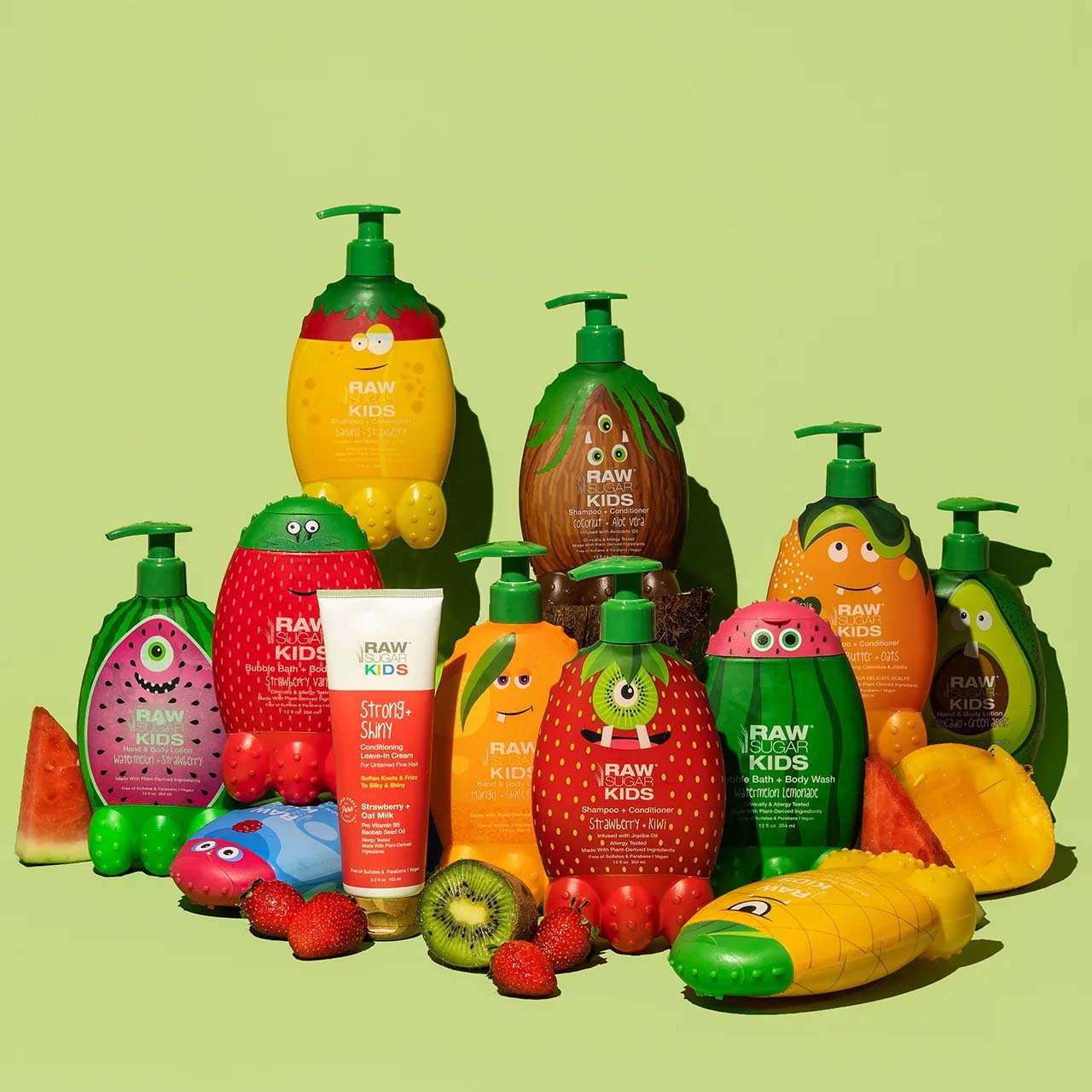Raw Sugar Kids Vegan Shampoo + Conditioner - Strawberry +