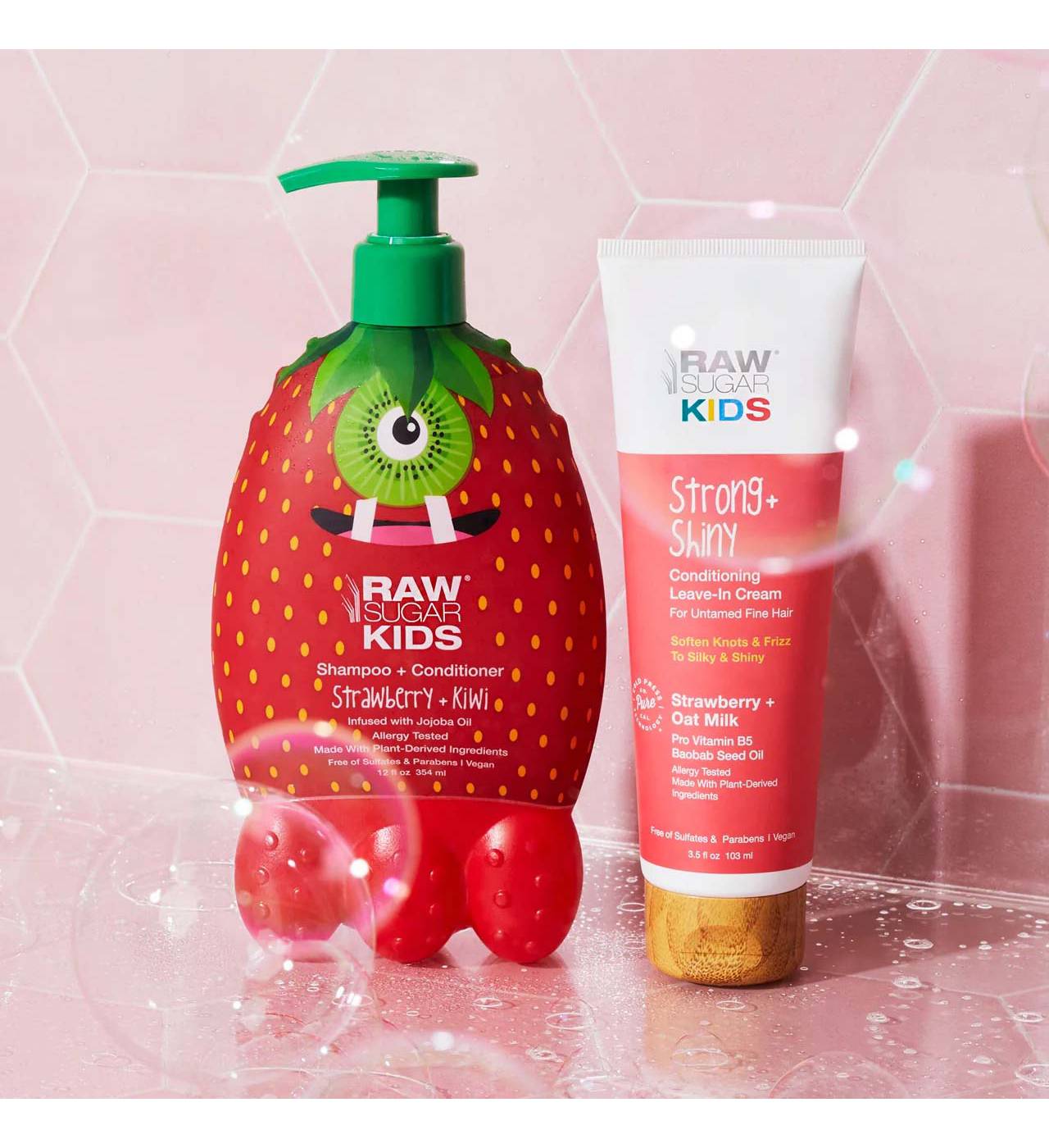 Raw Sugar Kids Vegan Shampoo + Conditioner - Strawberry + Kiwi; image 3 of 6