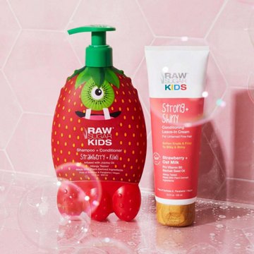 Raw Sugar Kids Vegan Shampoo + Conditioner - Strawberry + Kiwi, 12 oz