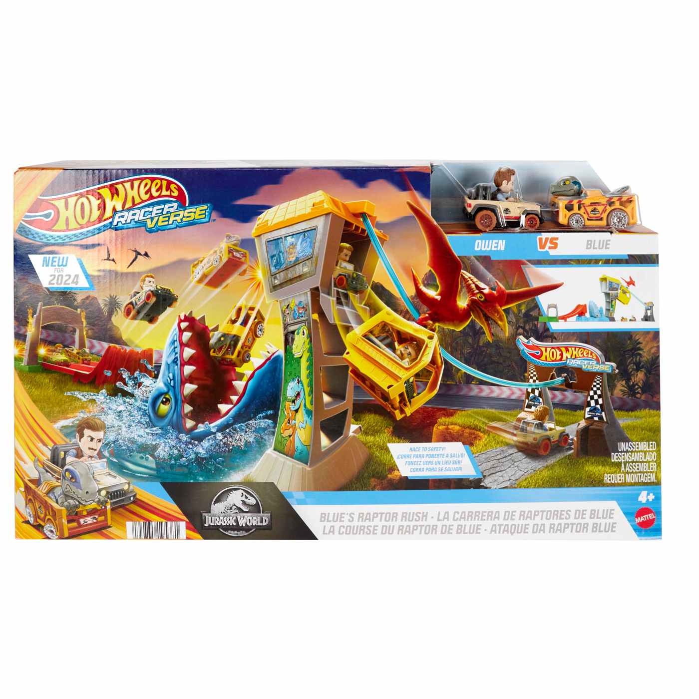 Hot Wheels RacerVerse Jurassic World Blue's Raptor Rush Playset; image 1 of 3