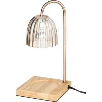 Haven + Key Candle Warmer - Gold with Wood Base, 13"