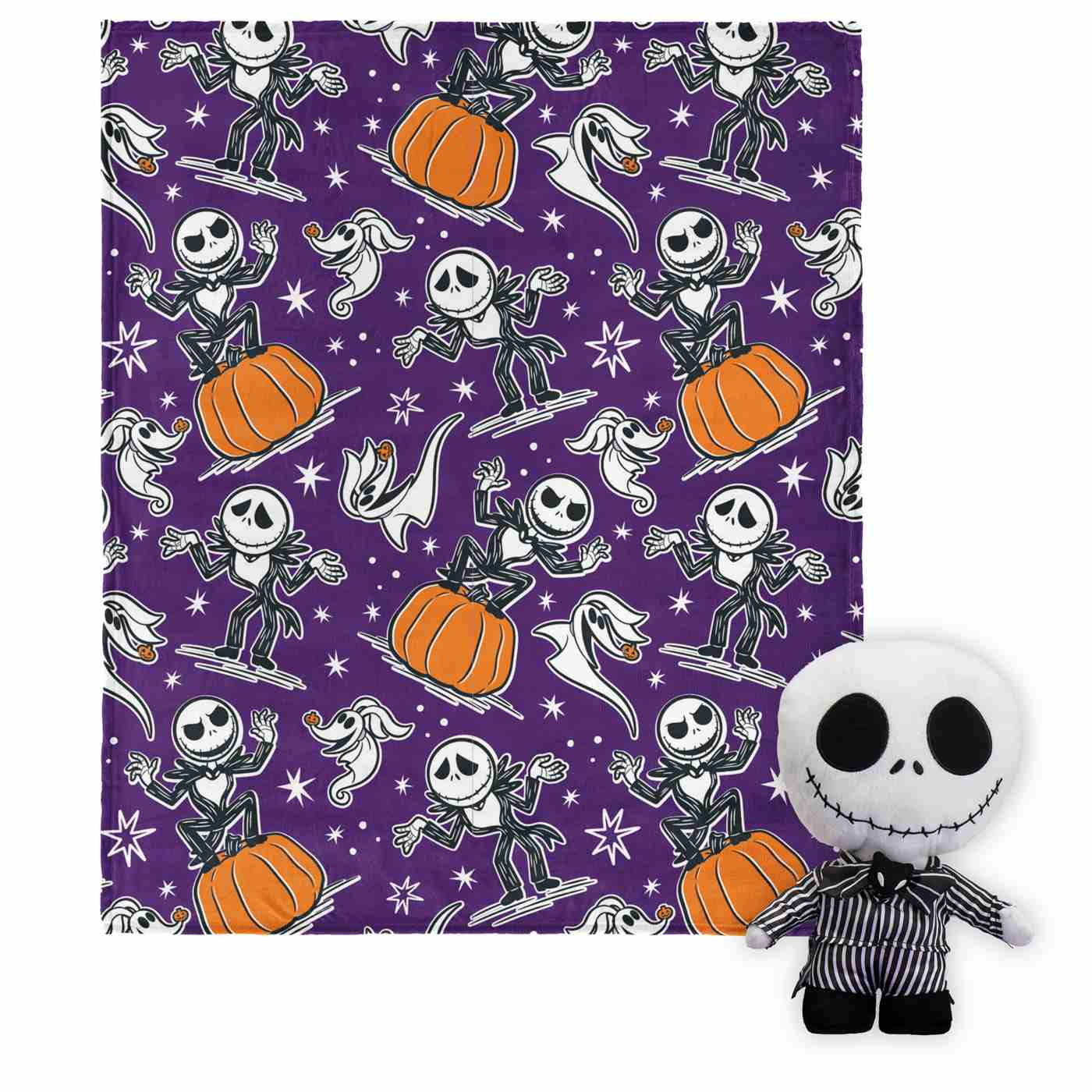 The Nightmare Before Christmas Jack Skellington Plush & Silk Throw Blanket Set; image 2 of 2