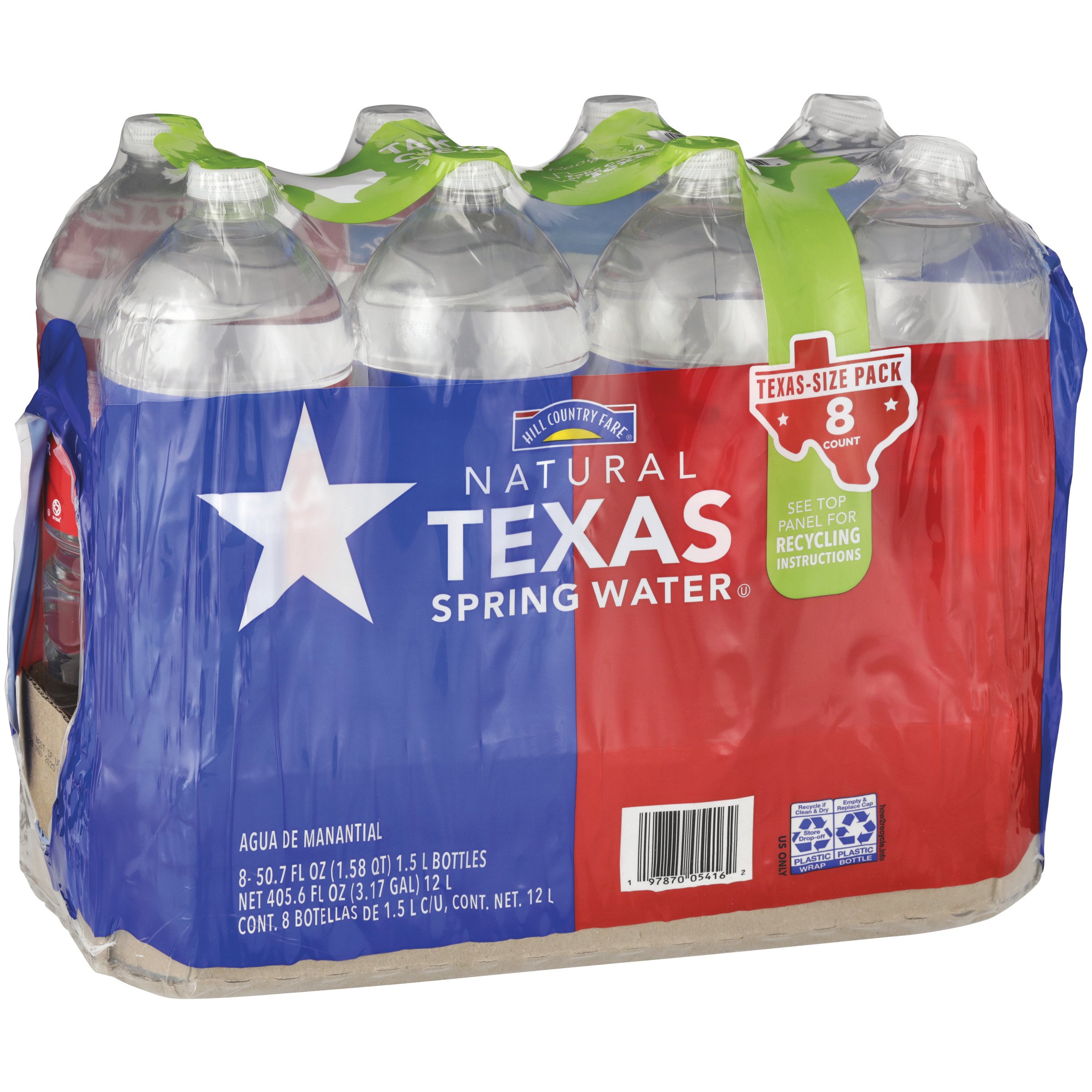 Hill Country Fare Natural Texas Spring Water 8pk Bottles TexasSize