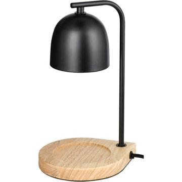 Haven + Key Candle Warmer - Black with Wood Base, 11.7"