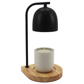 Haven + Key Candle Warmer - Black with Wood Base, 11.7"