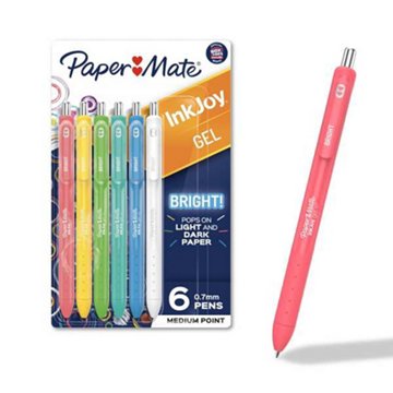 Paper Mate InkJoy Gel Bright Pens Medium Point, 6 ct