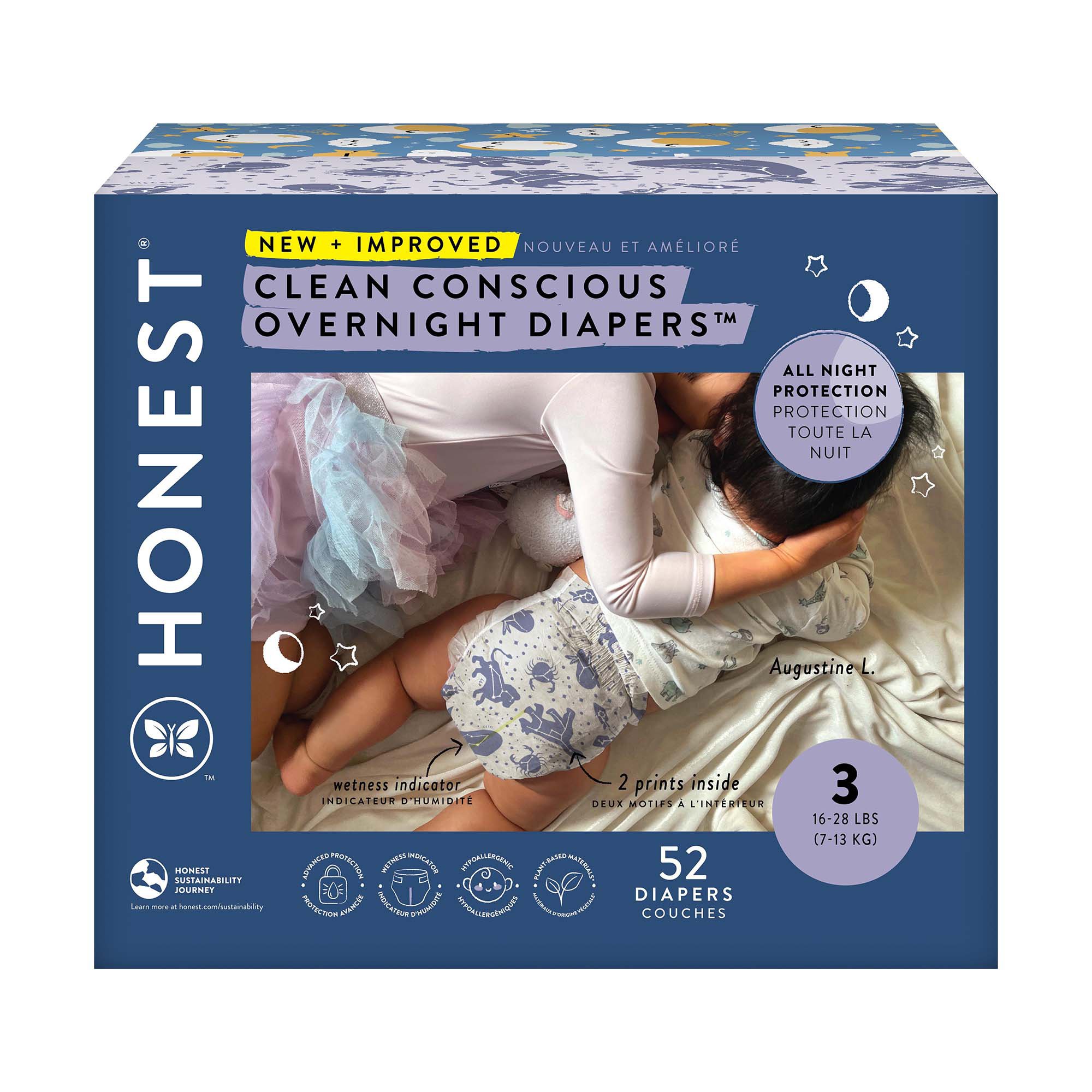 The Honest Company Clean Conscious Diapers Overnight Club Box Size 3