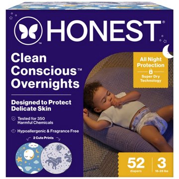 The Honest Company Clean Conscious Diapers Overnight Club Box - Size 3, 2 Print Pack