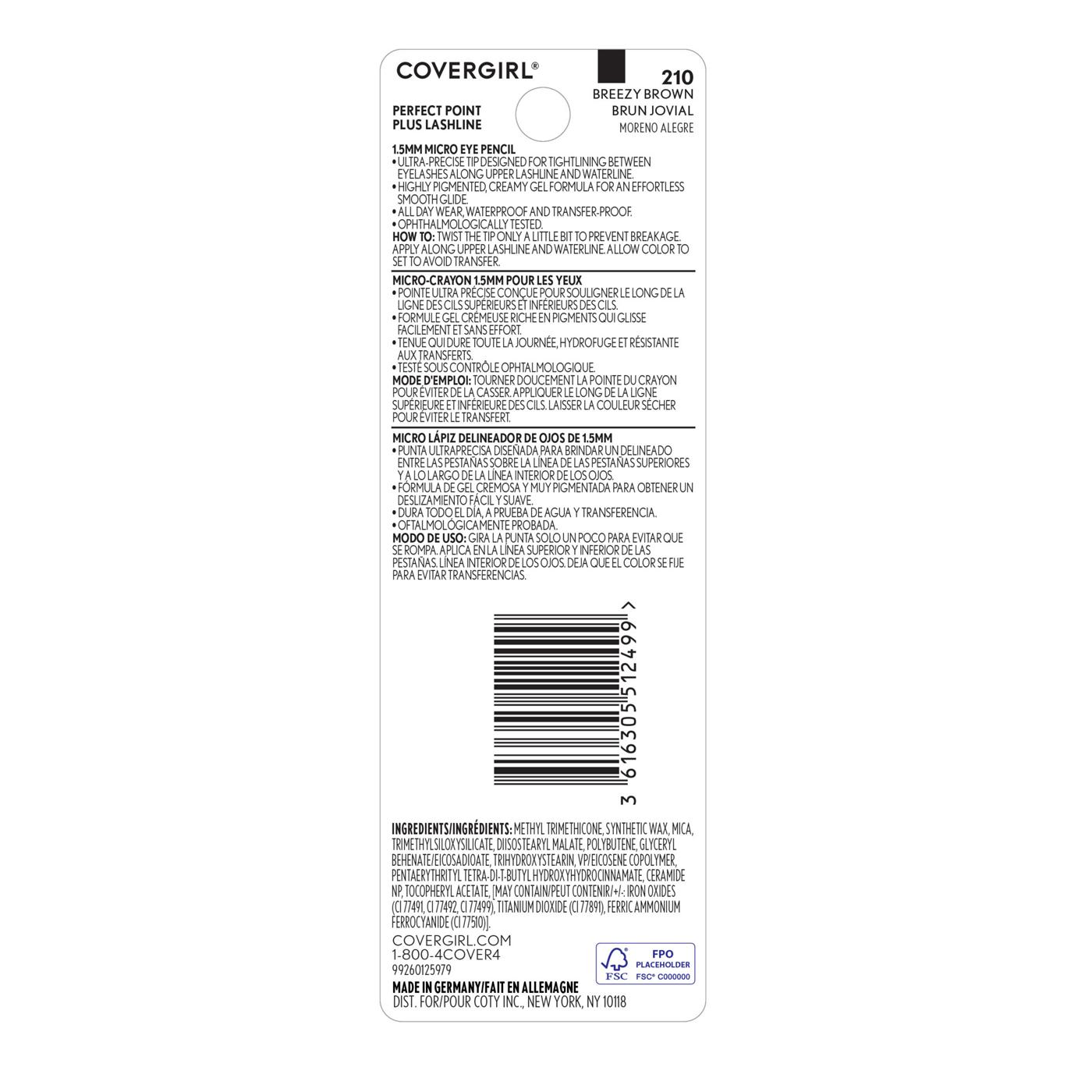 Covergirl Perfect Point Plus Lashline Waterproof Micro Eye Pencil - Breezy Brown; image 8 of 8