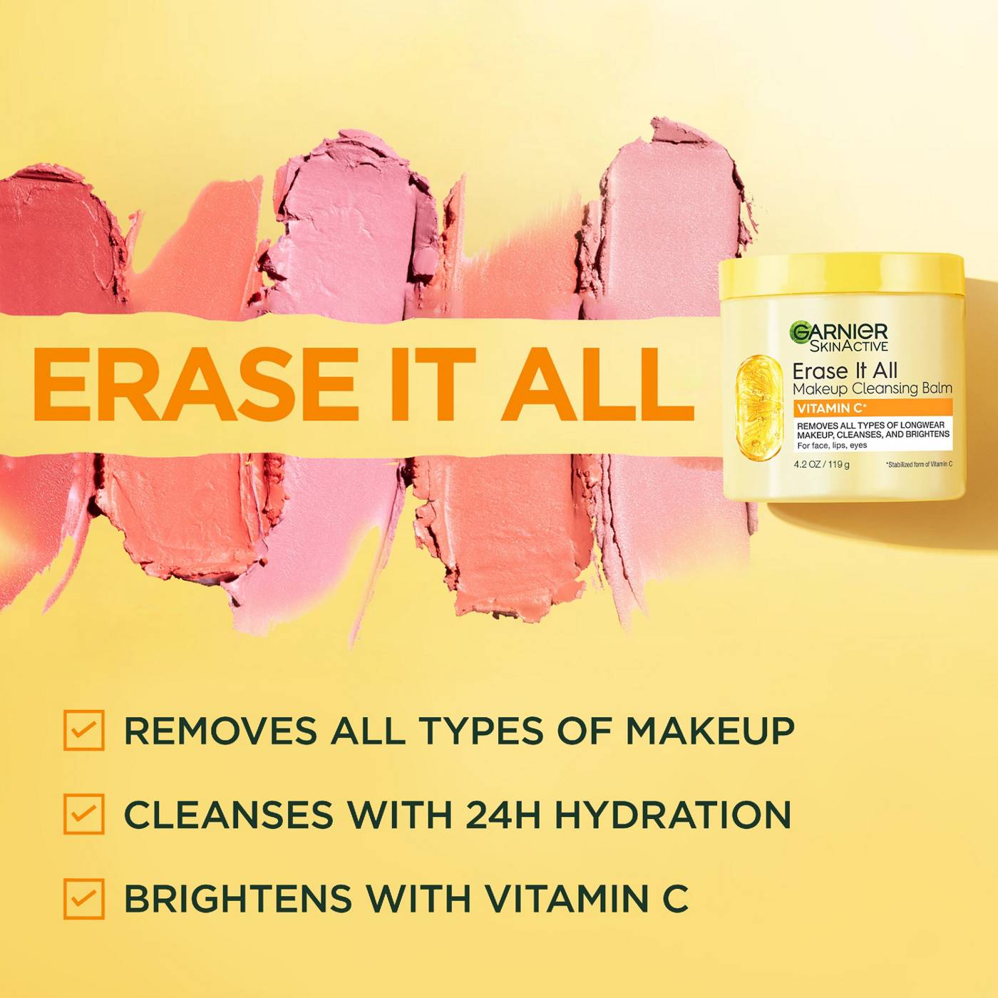 Garnier Skin Active Erase It All Make Up Cleansing Balm +Vitamin C; image 3 of 8