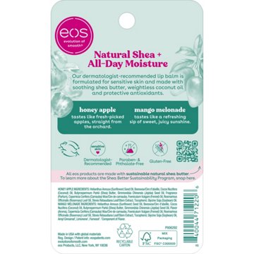 eos Natural Shea Lip Balm - Honey Apple & Mango Melonade, 2 pk