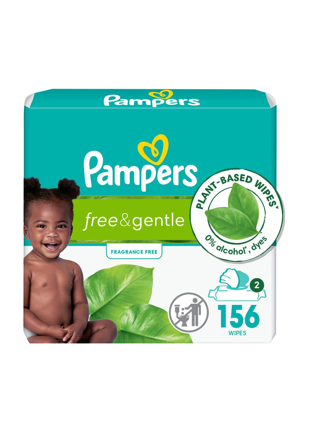 Pampers Free & Gentle Plant Based Baby Wipes 2 pk; image 1 of 10