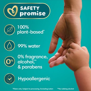 Pampers Free & Gentle Plant Based Baby Wipes 6 pk