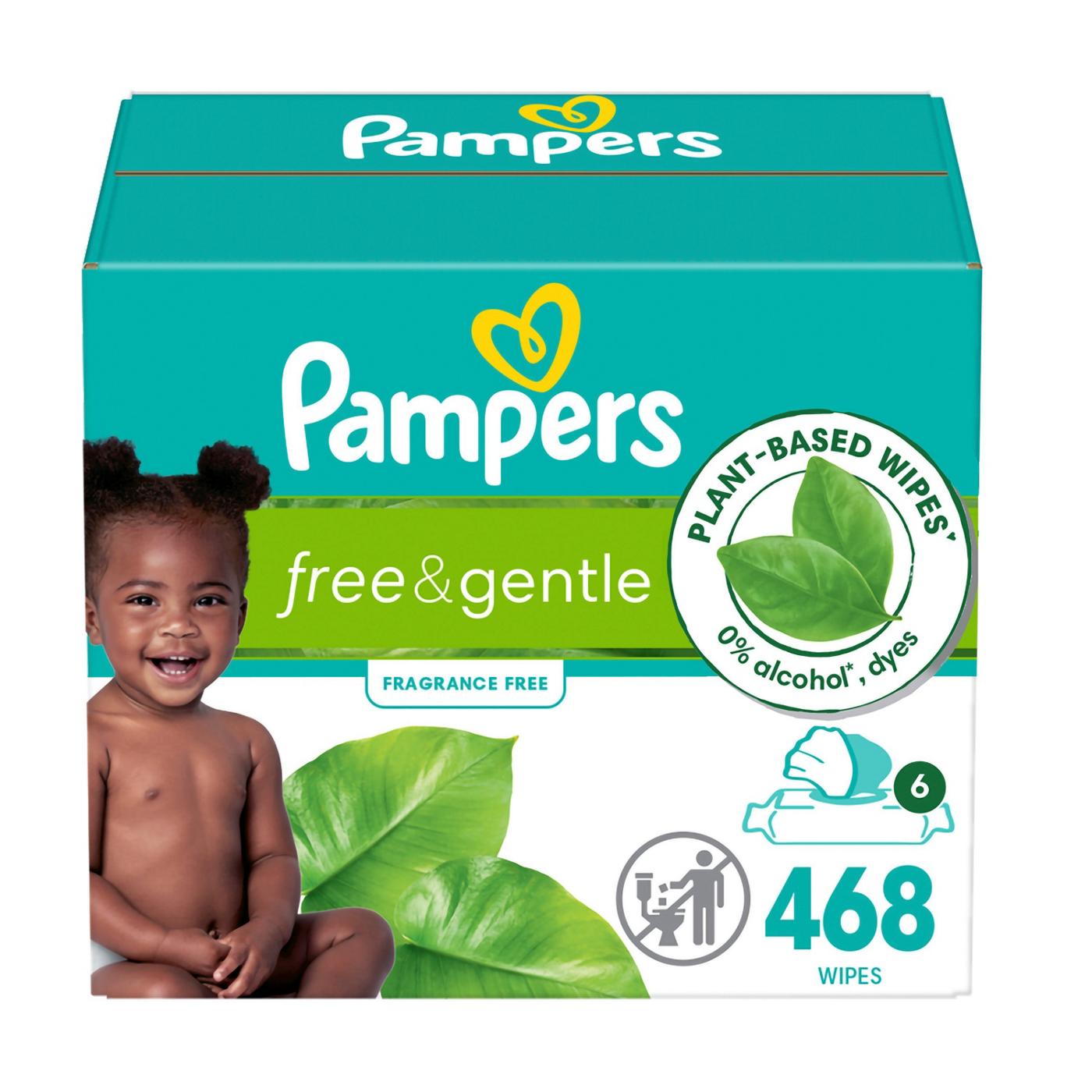 Pampers Free & Gentle Plant Based Baby Wipes 6 pk; image 1 of 10