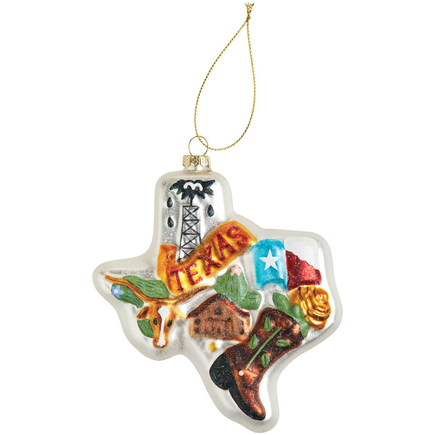 Destination Holiday 2024 State of Texas Glass Christmas Ornament; image 1 of 2