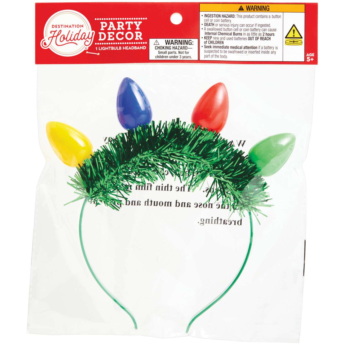 Destination Holiday Tinsel Lightbulb Christmas Headband; image 1 of 2