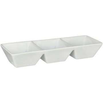 our goods 3 Section Porcelain Server - White, 12" x 4'' x 2''