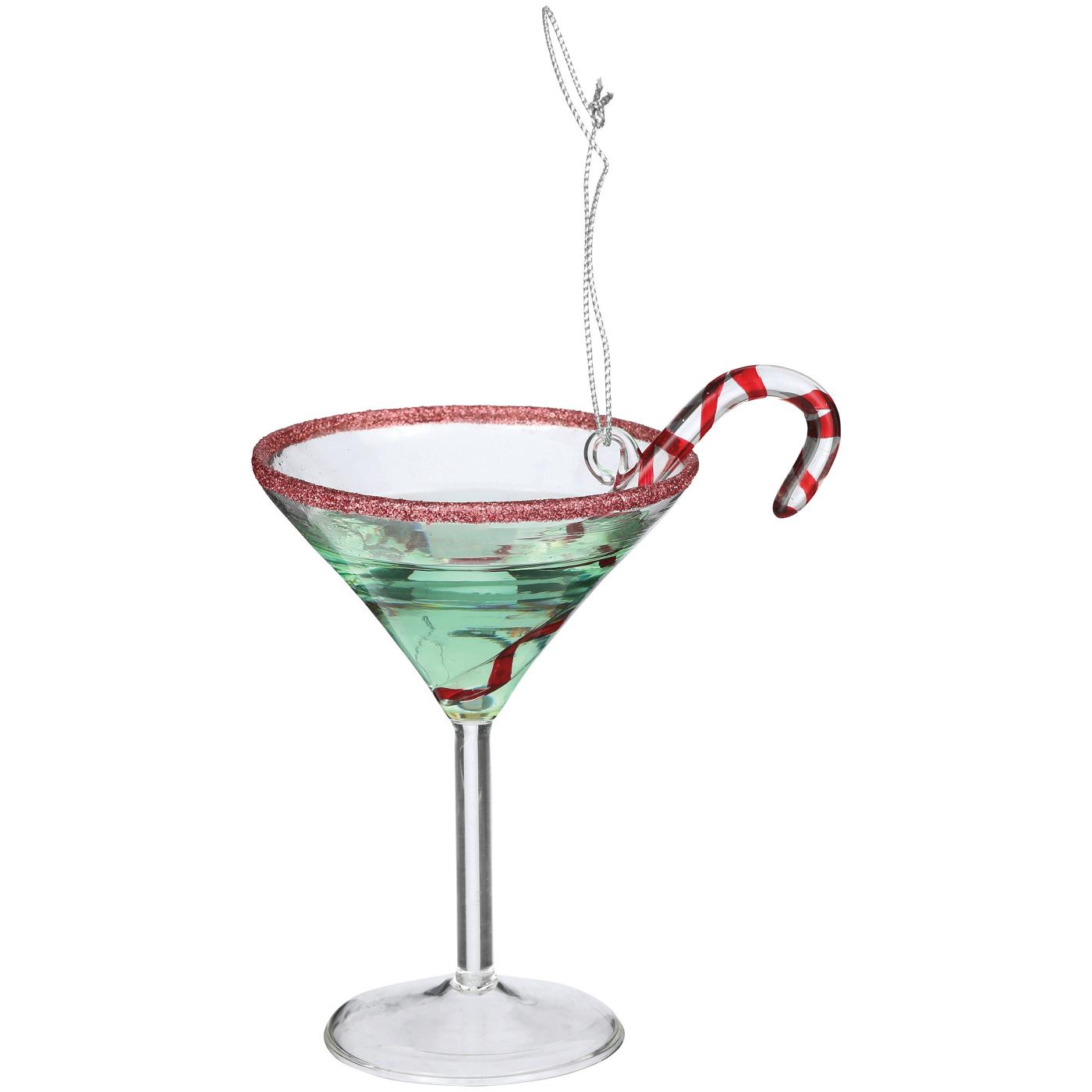 Destination Holiday Candy Cane Martini Christmas Ornament; image 1 of 2