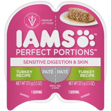 IAMS Perfect Portions Sensitive Digestion & Skin Adult Wet Cat Food Twin-Pack Trays - Turkey Recipe