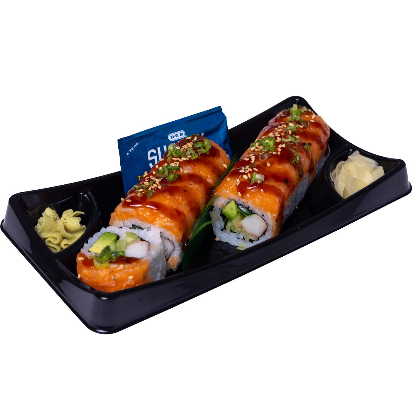H-E-B Sushiya Deluxe Spicy Salmon Sushi Roll; image 4 of 4