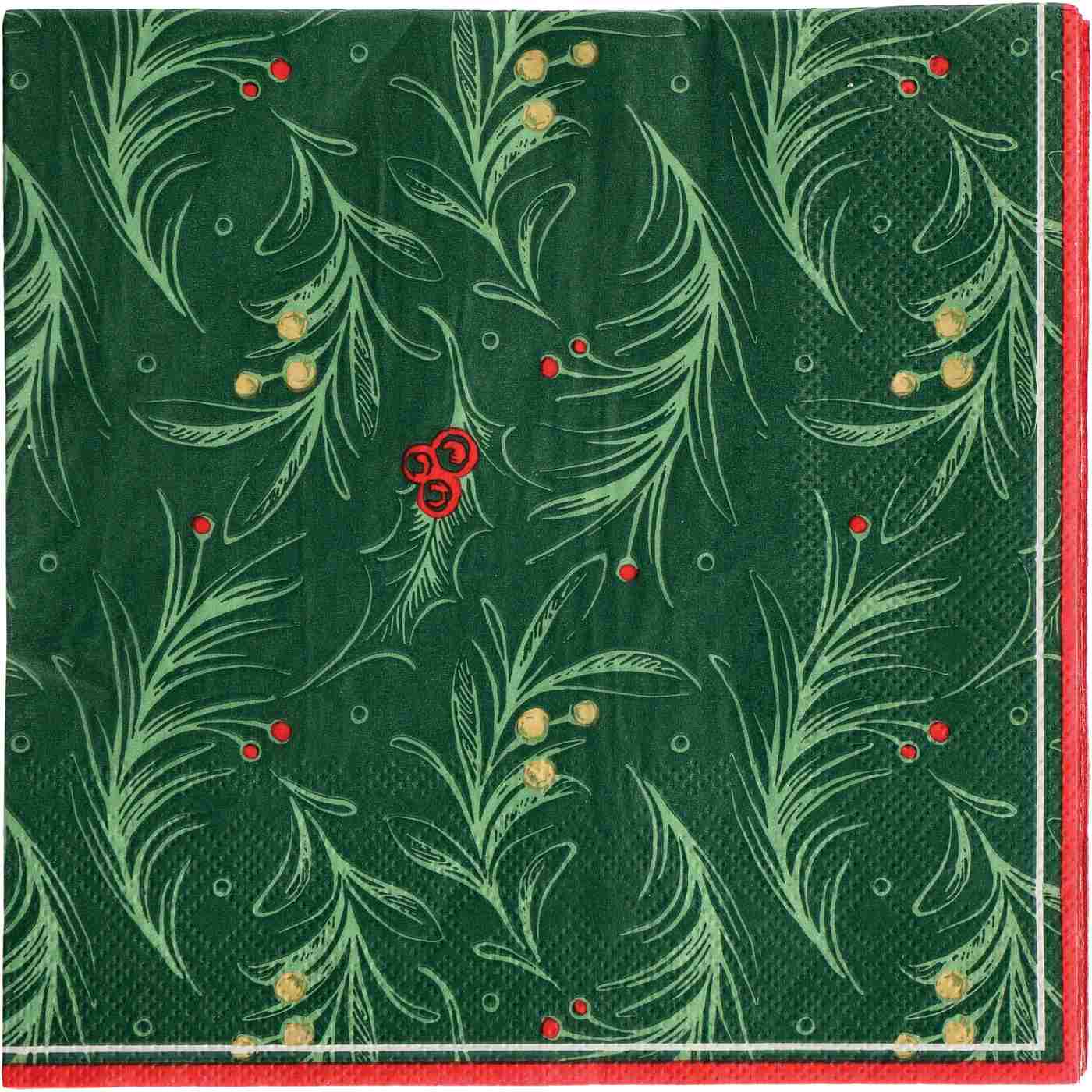 Destination Holiday Christmas Holly Dinner Napkins; image 1 of 2