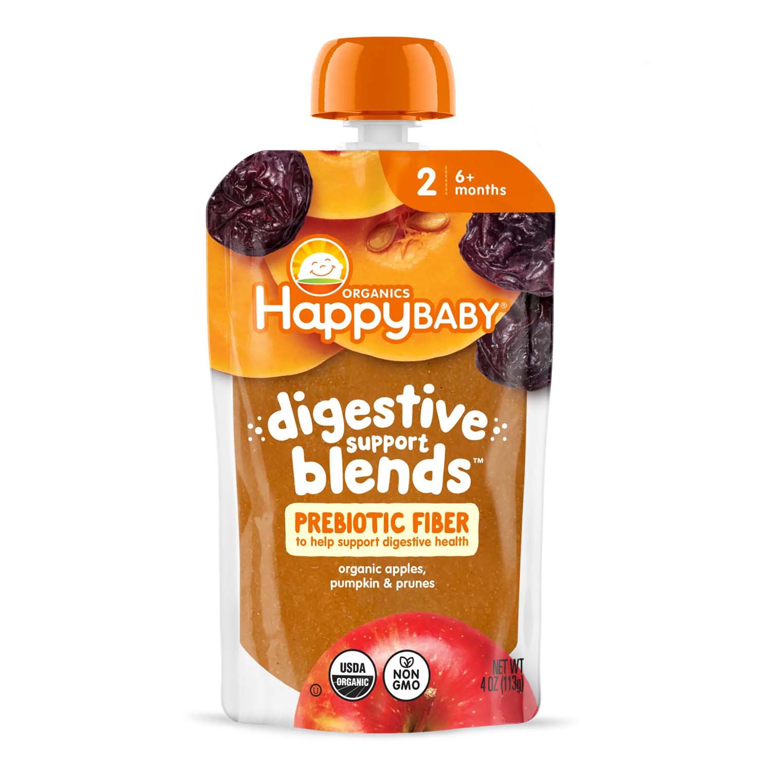 Happy Baby Organics Digestive Support Blends Pouch Apple, Pumpkin Prune