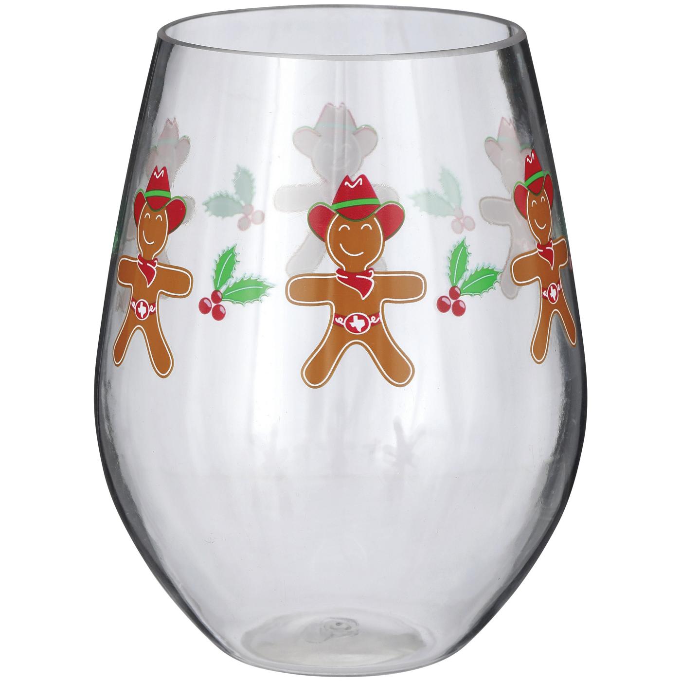 Destination Holiday Christmas Stemless Wine Glass - Cowboy Gingerbread; image 1 of 2