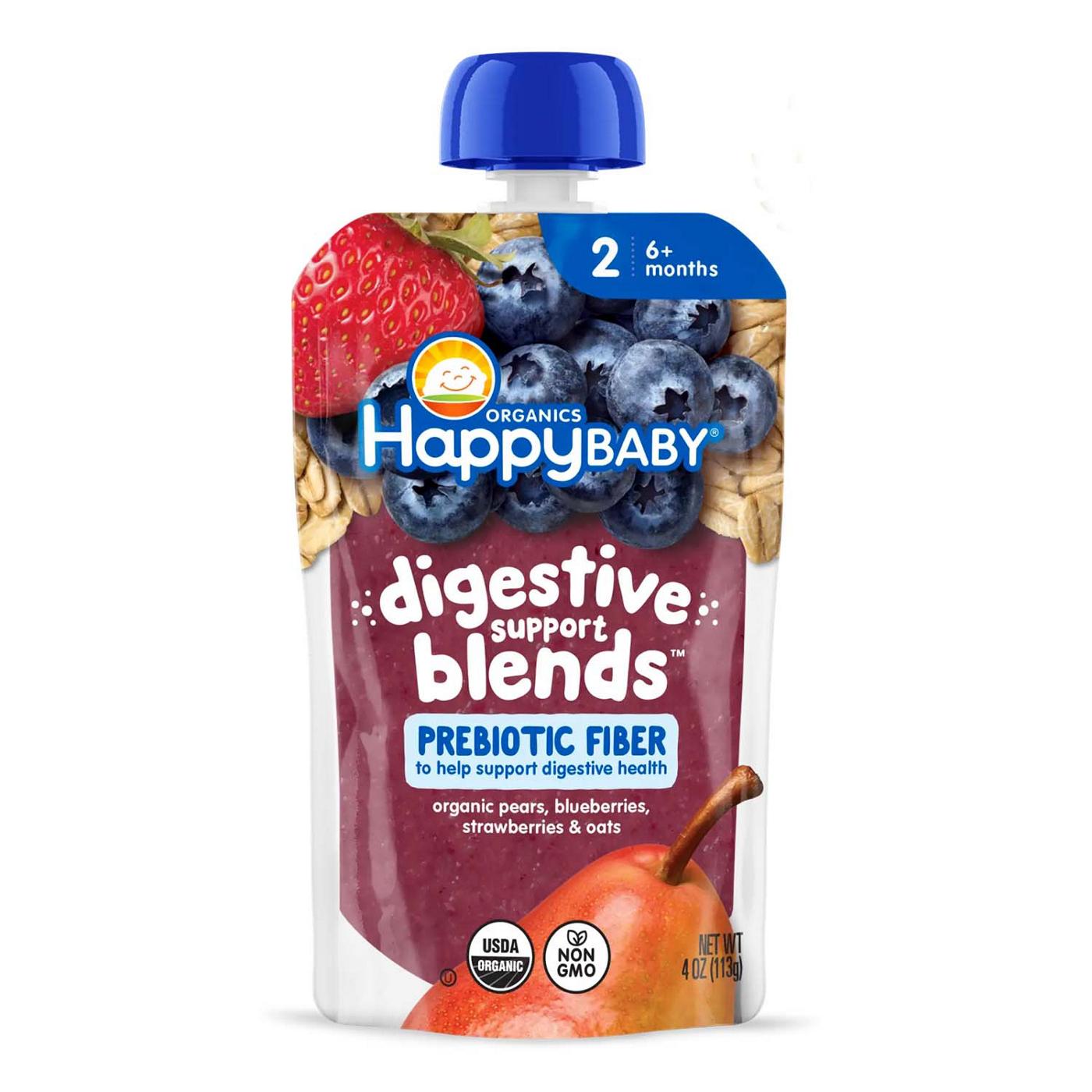 Happy Baby Organics Digestive Support Blends Pouch - Pear, Blueberry, Strawberry & Oat; image 1 of 5