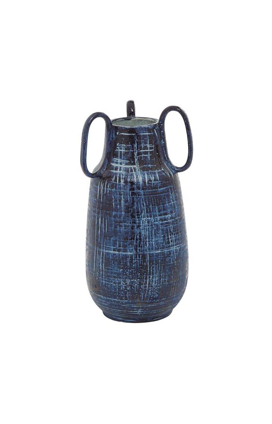 UMA Ceramic Vase with Handles - Blue; image 1 of 3