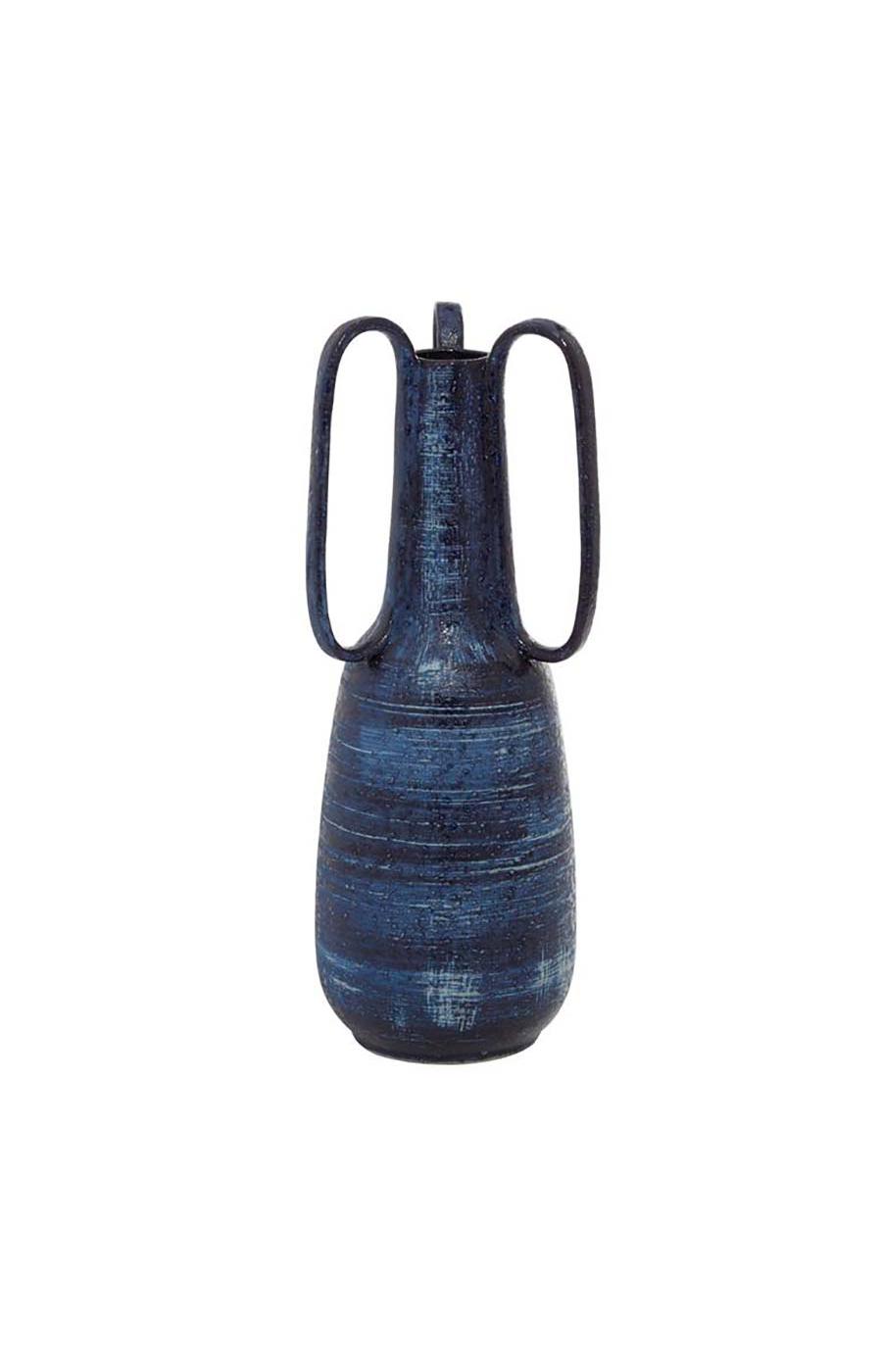 UMA Ceramic Vase with Handles - Blue; image 1 of 3