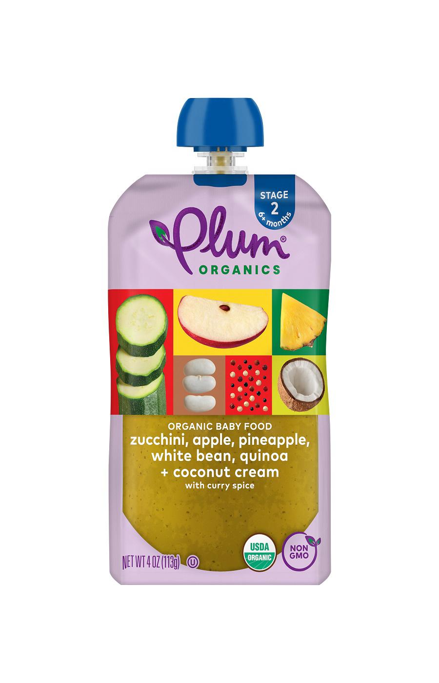 Plum Organics Baby Food Pouch - Zucchini, Apple, Pineapple, White Bean, Quinoa + Coconut Cream; image 1 of 2