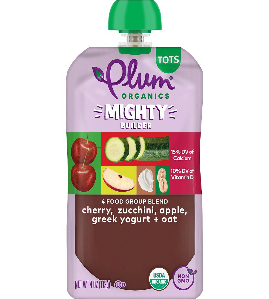 Plum Organics Mighty Builder Pouch - Cherry, Zucchini, Apple, Greek ...