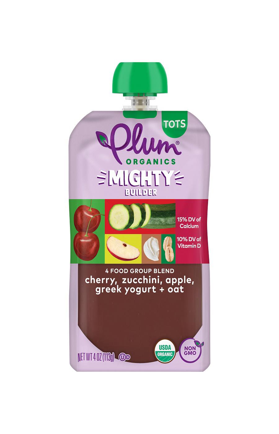 Plum Organics Mighty Builder Pouch - Cherry, Zucchini, Apple, Greek Yogurt + Oat; image 1 of 2