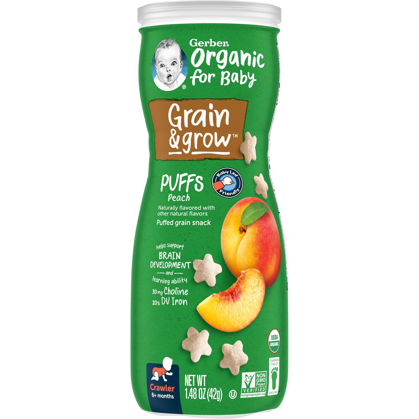 Gerber Organic for Baby Grain & Grow Puffs - Peach; image 1 of 2